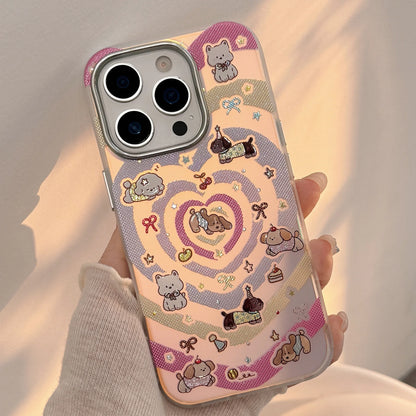 Korean Gilding Laser Colorful Love Heart Cartoon Puppy Phone Case For iPhone