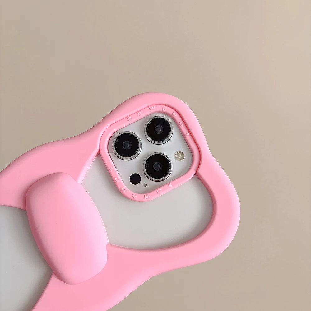 Kawaii 3D Wave Hollow Bow Soft Silicone Phone Case For iPhone