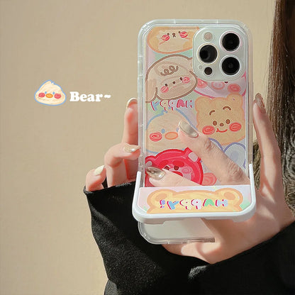Cartoon Graffiti Invisible Stand Phone Case For iPhone