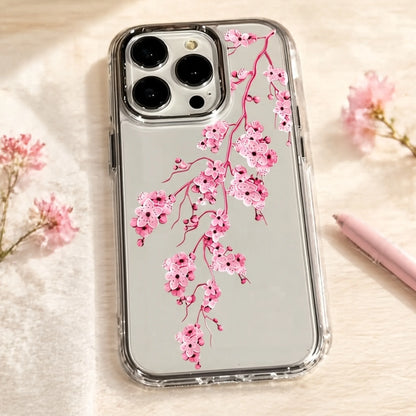 Elegant Pink Sakura Cherry Blossom Branch Pattern Phone Case For iPhone