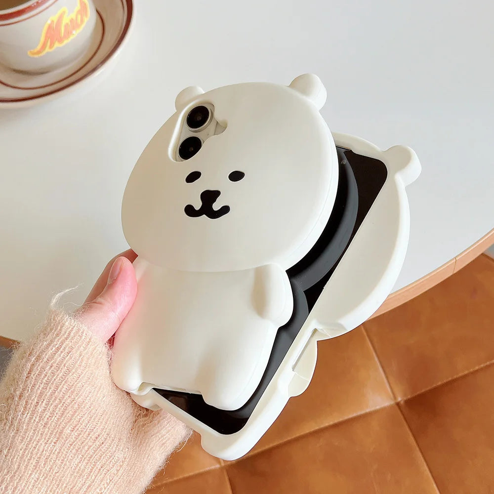 Kawaii 3D Cartoon Nagano Bear Phone Case For iPhone
