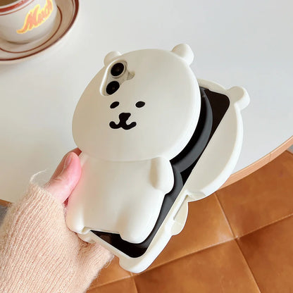 Kawaii 3D Cartoon Nagano Bear Phone Case For iPhone