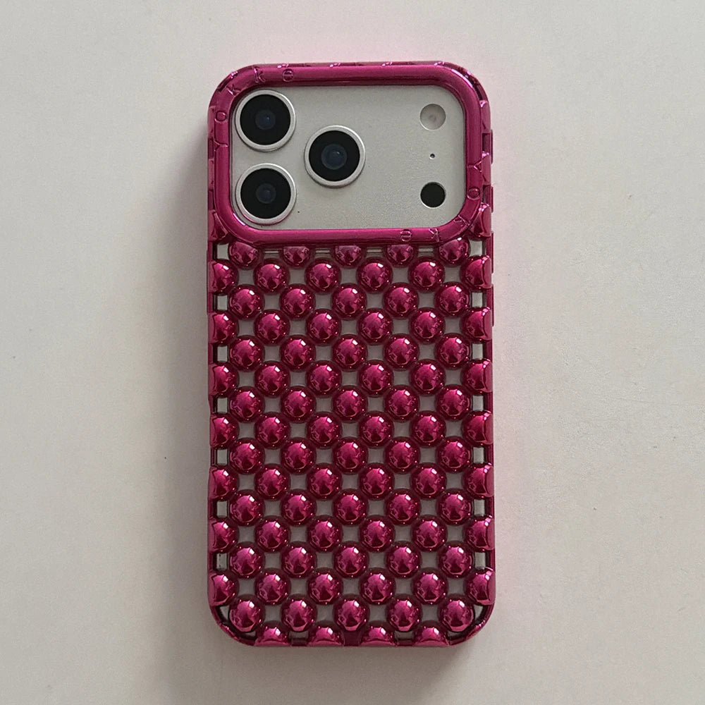 Electroplated Orange Pearl Pattern Phone Case For iPhone Soft Shockproof Silicone Cover Girls
