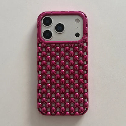Electroplated Orange Pearl Pattern Phone Case For iPhone Soft Shockproof Silicone Cover Girls