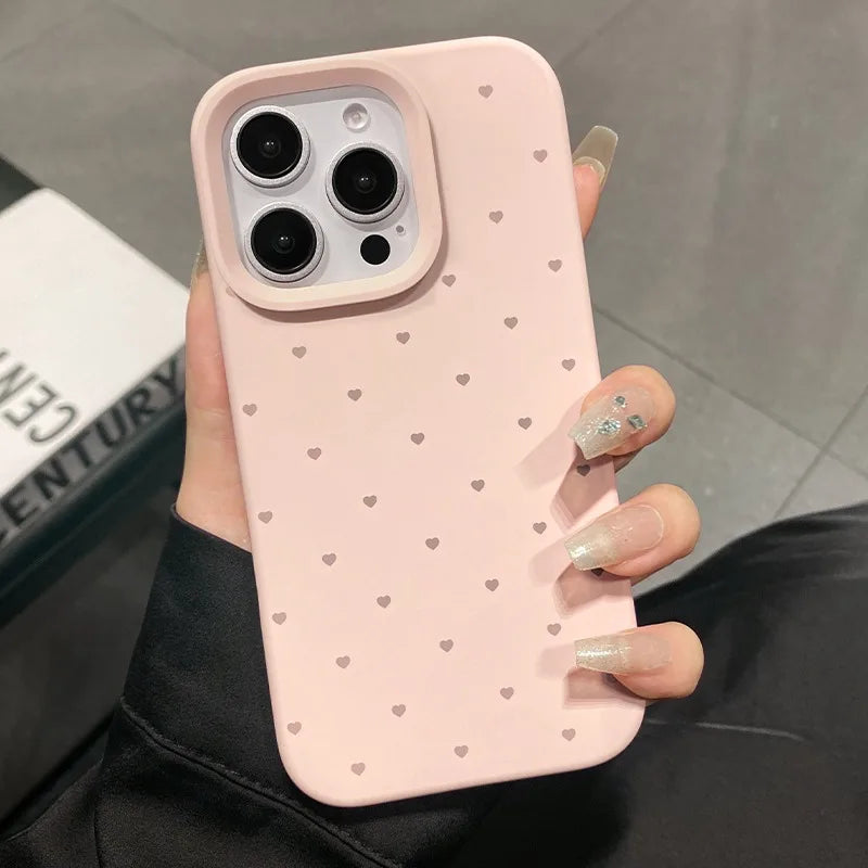 Cute Love Heart Candy Color Matte Soft Silicone iPhone Case