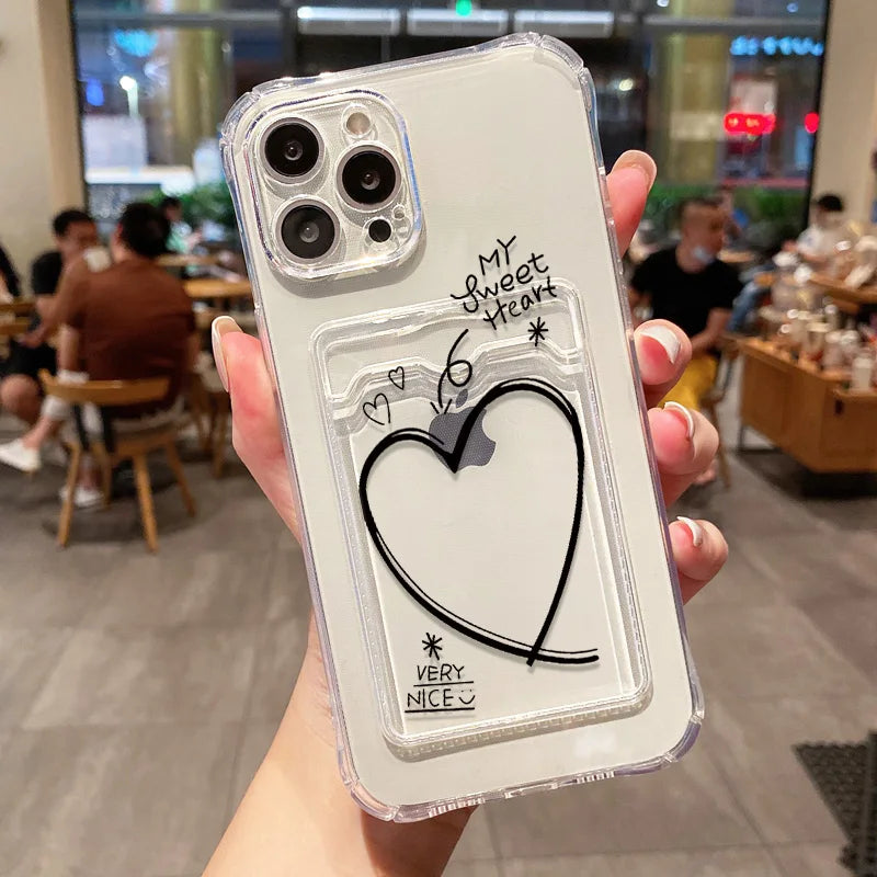 Soft Card Slot Bag Holder Phone Case For iPhone