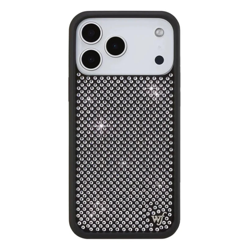 Wildflower Pink Black White Diamond Sparkling Phone Case For iPhone