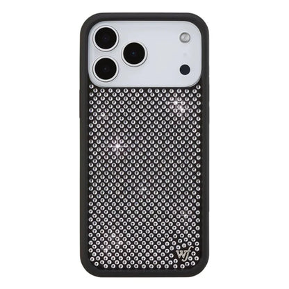 Wildflower Pink Black White Diamond Sparkling Phone Case For iPhone