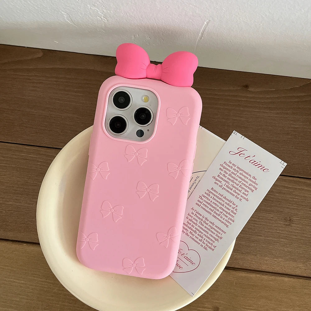 Cute Bowknot Cartoon Tie Silicone Phone Case