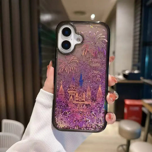 A Black Purple Castle Sand Shell Phone Case