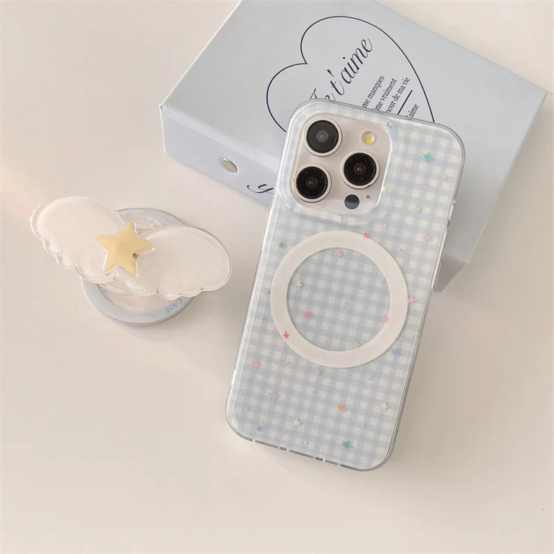 Fashion Plaid Pattern Magnetic Phone Case