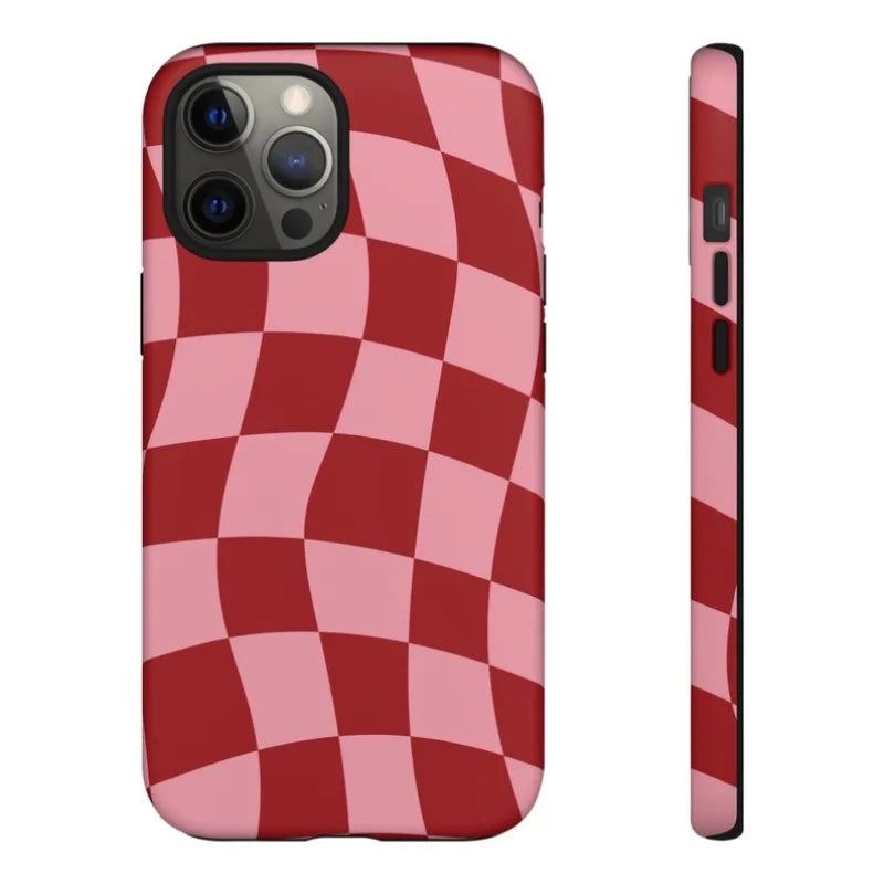 Retro Red Wavy Checkered Phone Case