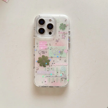 Four-Leaf Clover Pattern IMD Phone Case For IPhone