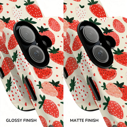 Hand Drawn Strawberry Double Layer Magnetic Phone Case For iPhone Magsafe Protective Cover Coque