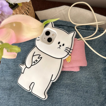 Japan Ins 3D Cartoon Bearded Cat For iPhone