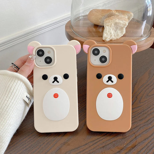 Fashion Cute 3D Cartoon Rilakkuma Bear Soft Silicone Phone Case Back Cover For iPhone