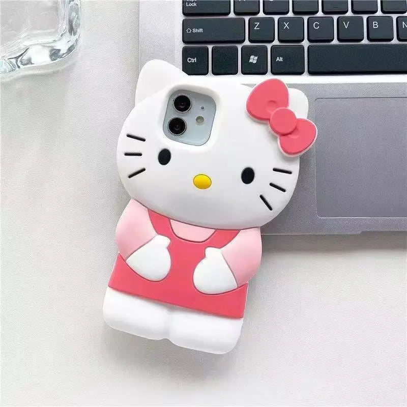 Bowknot Kitty Cat 3D Silicone Soft Phone Case For iPhone