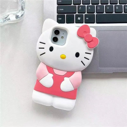 Bowknot Kitty Cat 3D Silicone Soft Phone Case For iPhone