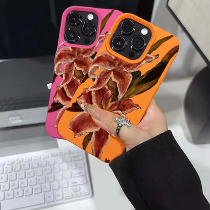 Pink Lily Oil Painting iPhone Case – Soft Silicone Cover