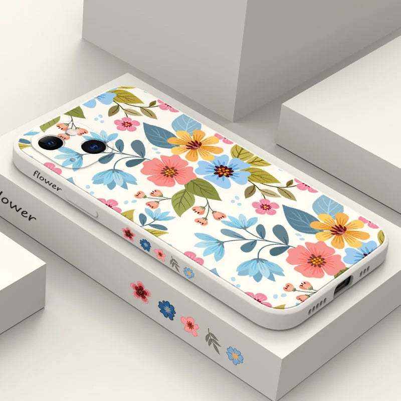 Abstract Plants Flower Silicone Phone Case For iPhone