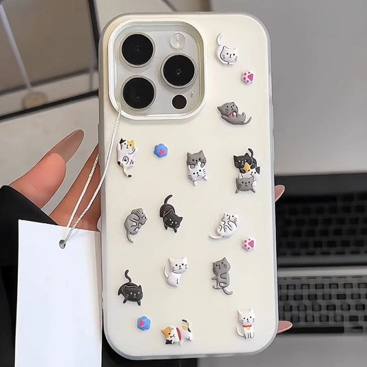 Cartoon Cat DIY Stickers Compatible Phone Case