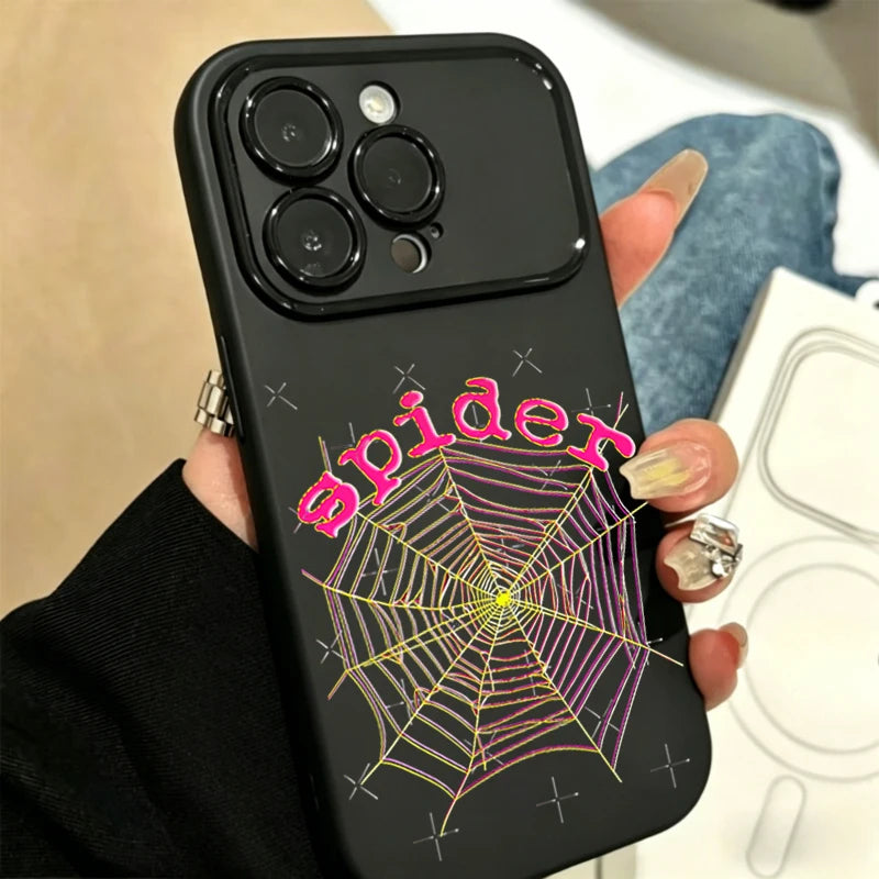 Trendy Pink Spider Letter Phone Case For iPhone