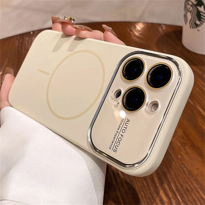 Advanced Liquid Phone Case For iPhone Magnetic Charging Glass Lens Protective Cover Silicone Couple Set