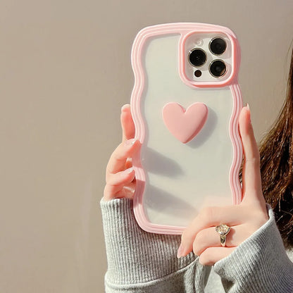 Fashion Wave Frame 3D Love Heart Phone Cover For iPhoneCase