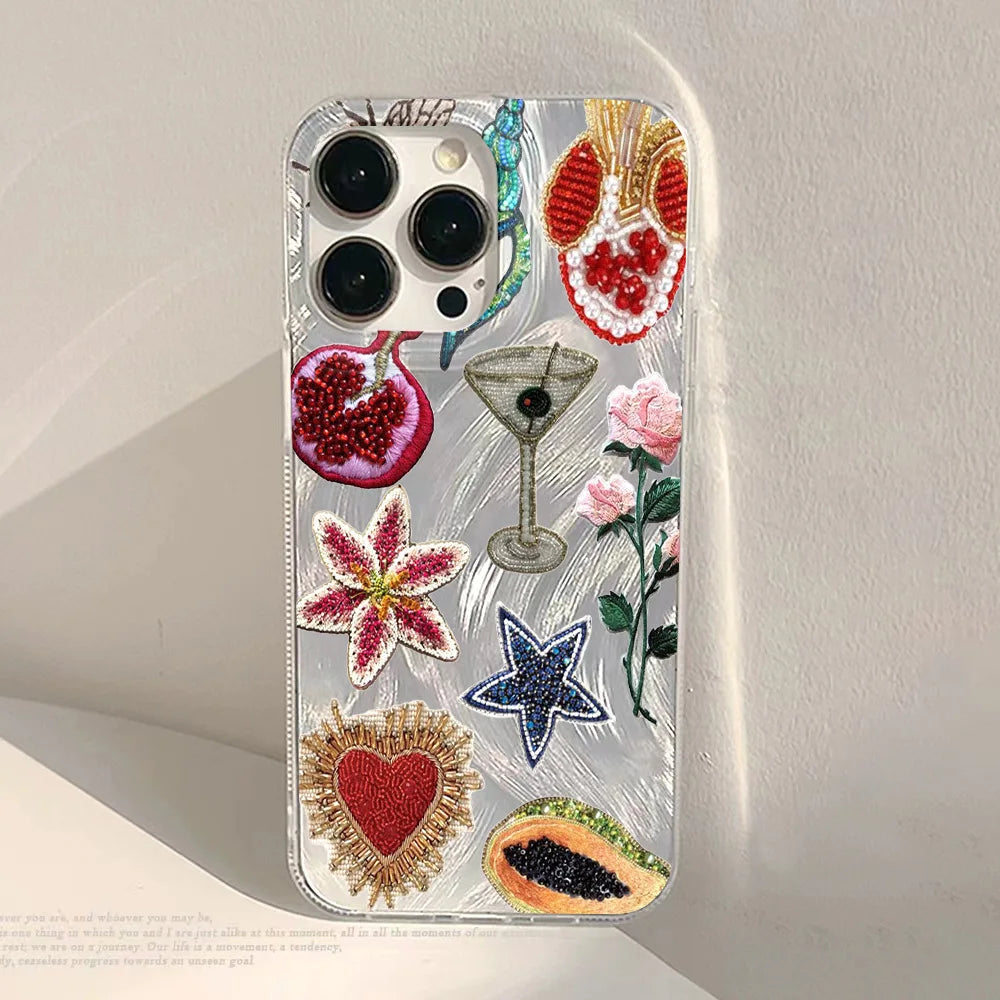 Laser Silver Black Cat iPhone Case With Feather-Texture Protection