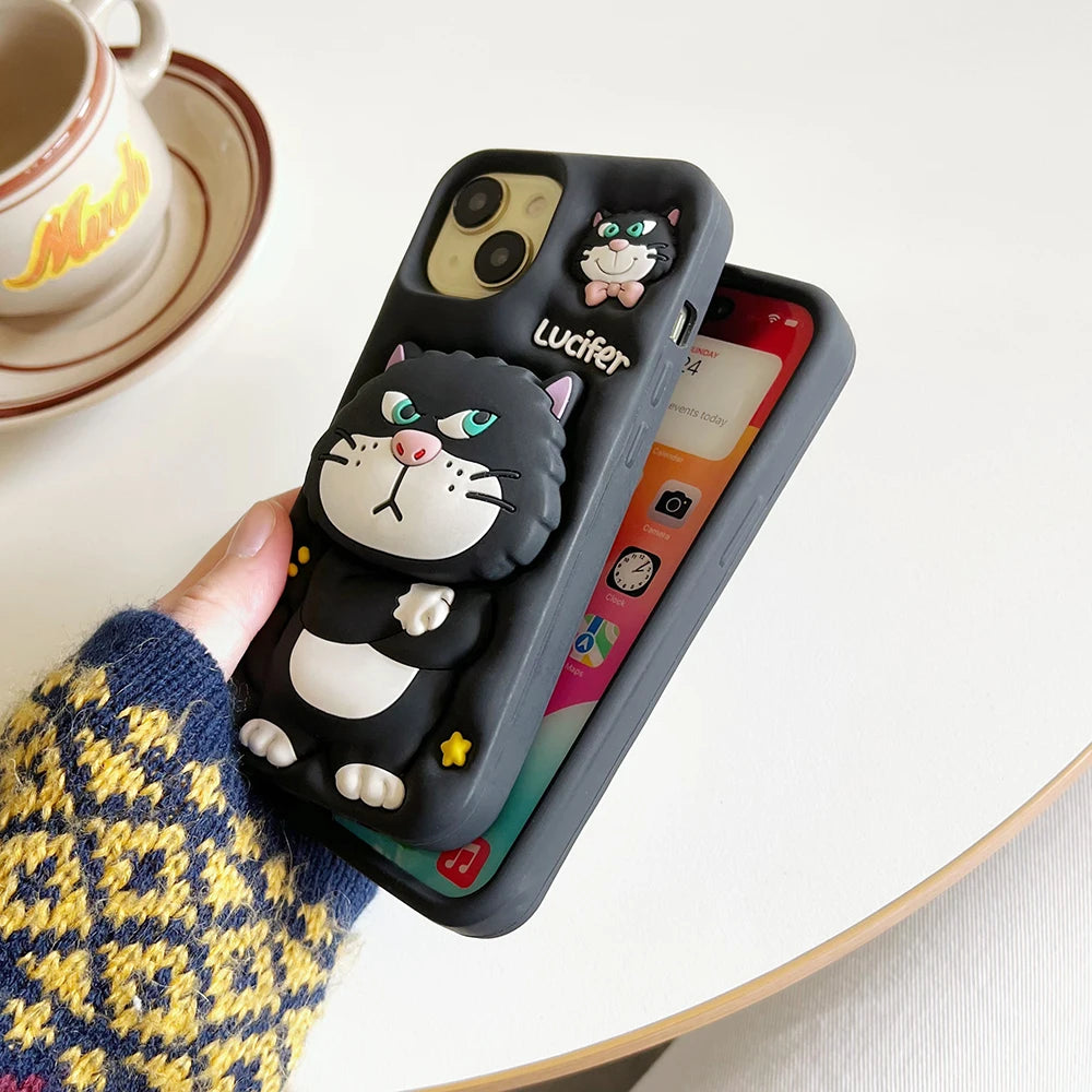 Cute 3D Cartoon Lucifer Cat Phone Case