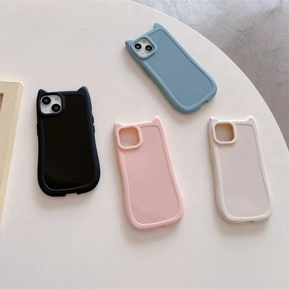 Cute 3D Kitten Cats Ear Solid Color Phone Case