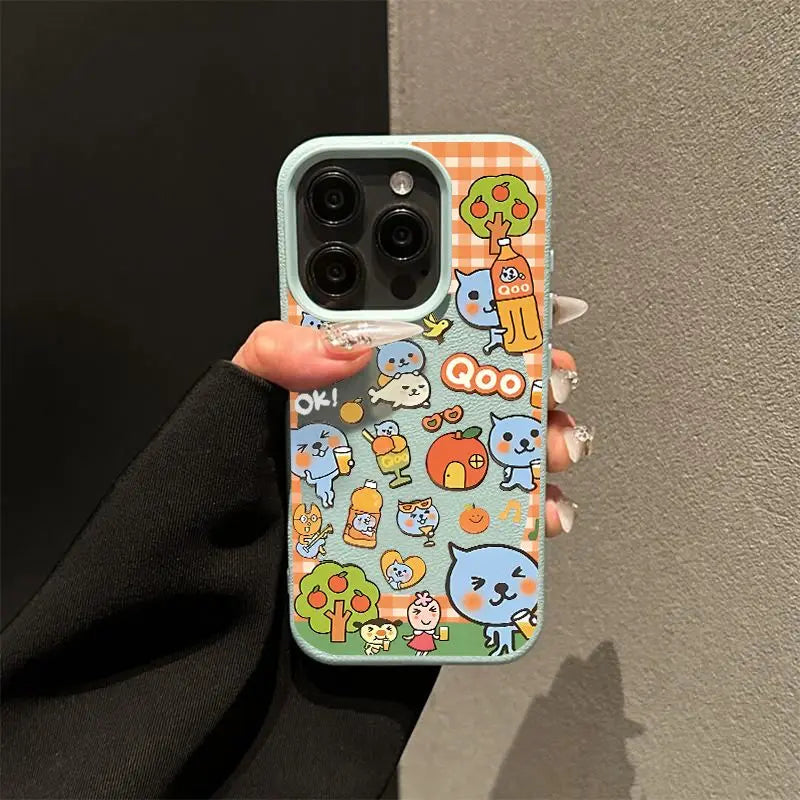 Kawaii Cartoon Imitation Leather Phone Case