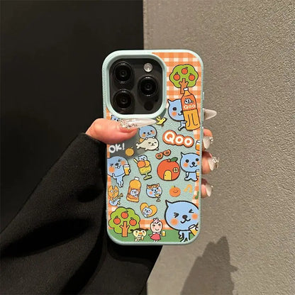 Kawaii Cartoon Imitation Leather Phone Case