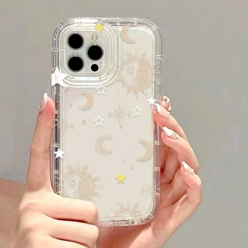 Retro Sun Moon Stars Cartoon Phone Case For iPhone