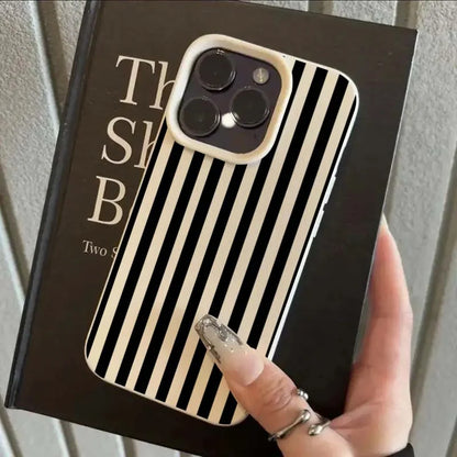 Colorful Striped Minimalist Couple Phone Case For iPhone