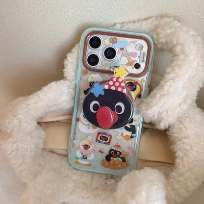 Kawaii Cartoon Penguin Magnetic Bracket Phone Case For iPhone