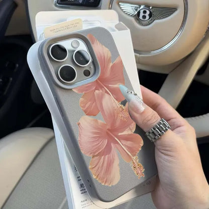 Pink Hibiscus Elegant High Aesthetic Phone Case For iPhone