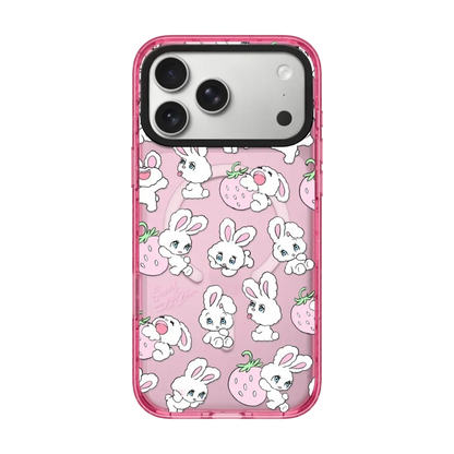 Rabbit Cherry Strawberry iPhone Case With Pink Border