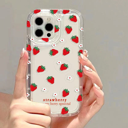 Cartoon Cute Flower Strawberry Phone Case For iPhone