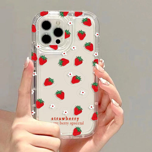 Cartoon Cute Flower Strawberry Phone Case For iPhone
