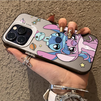 Cartoon Stitch Couple Case for iPhone Series – Hard Shockproof Bumper