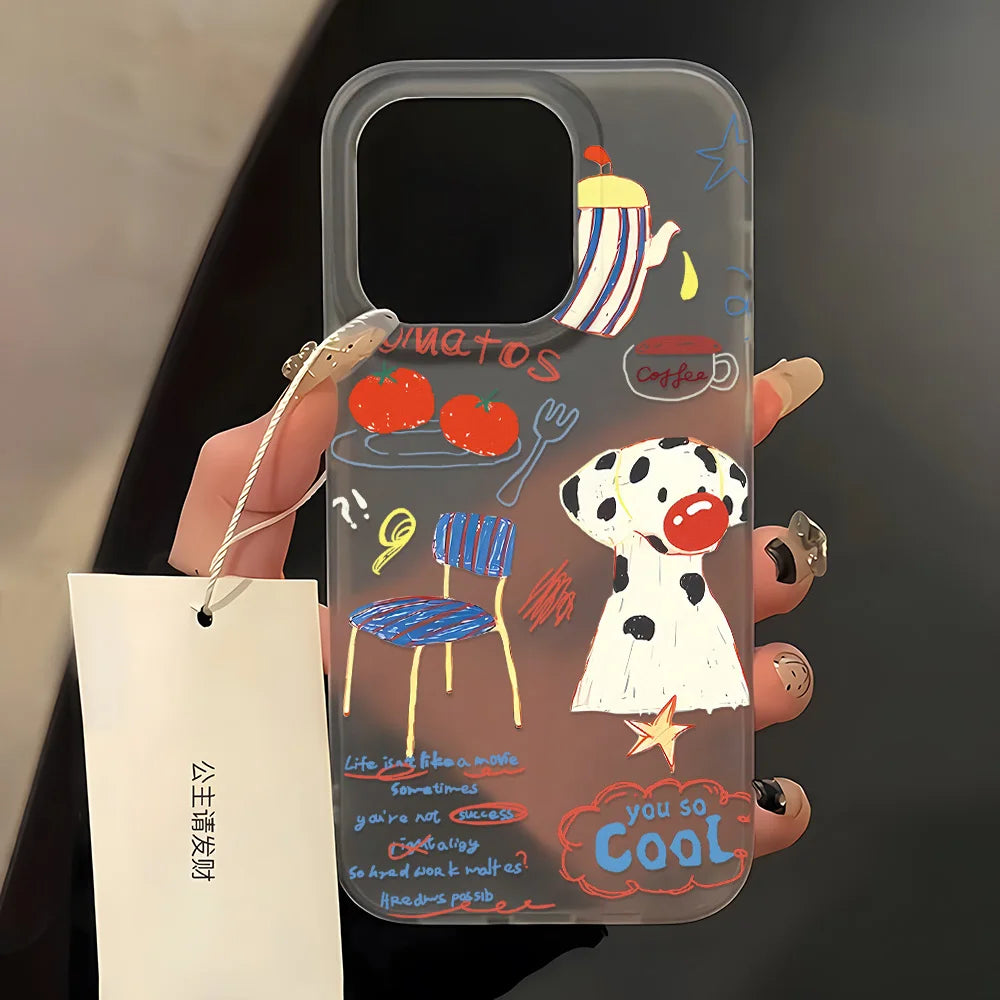 Cartoon Cute Label Dog Silicone Phone Case For iPhone
