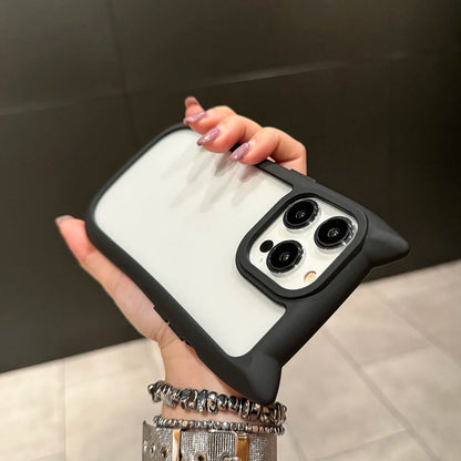 Cute Cat Ear Claw Grip Tok Holder Phone Case Acrylic Transparent Cover