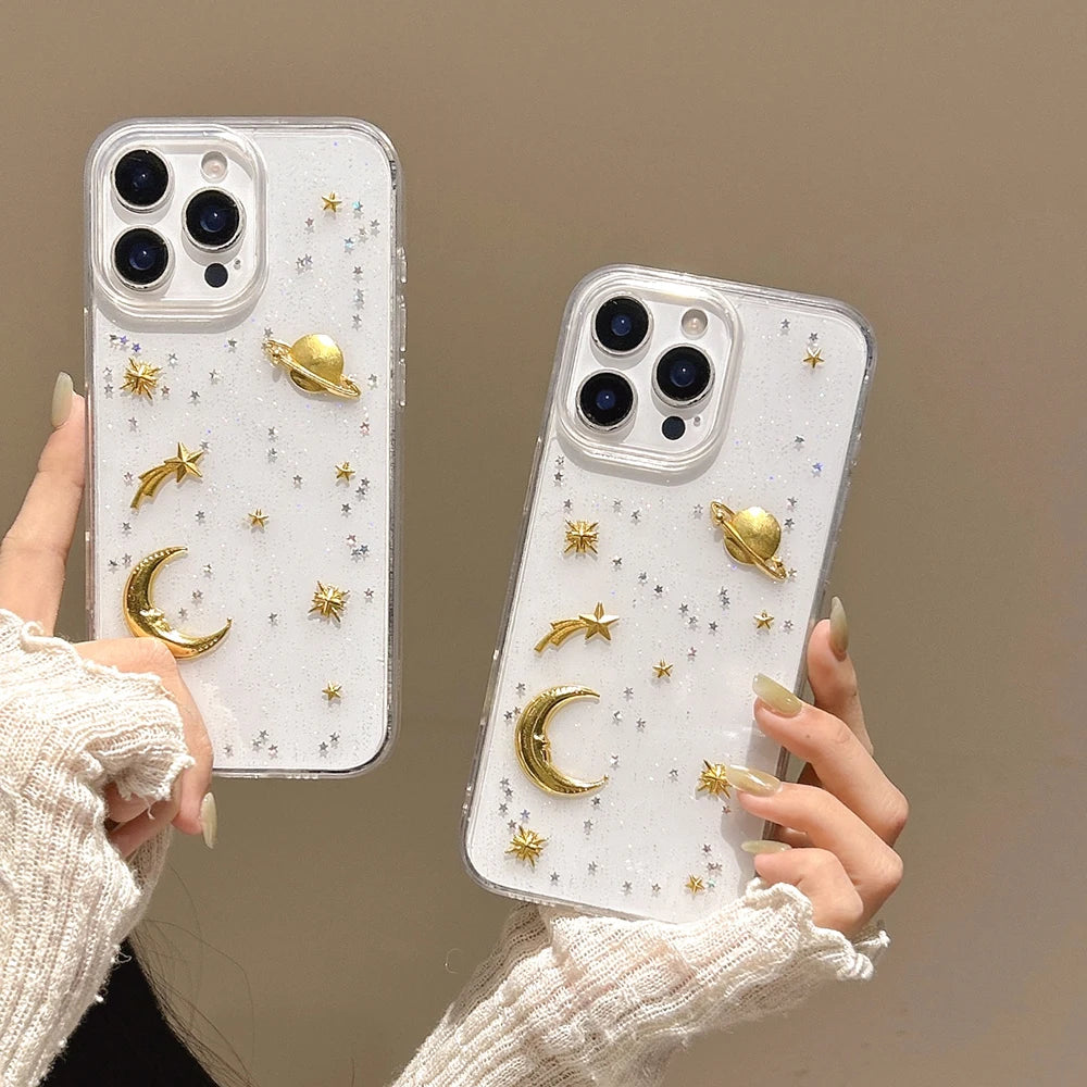 Star Exploding Phone Case Luxury Glitter Stars Moon Silicone Phone Case – CasePact