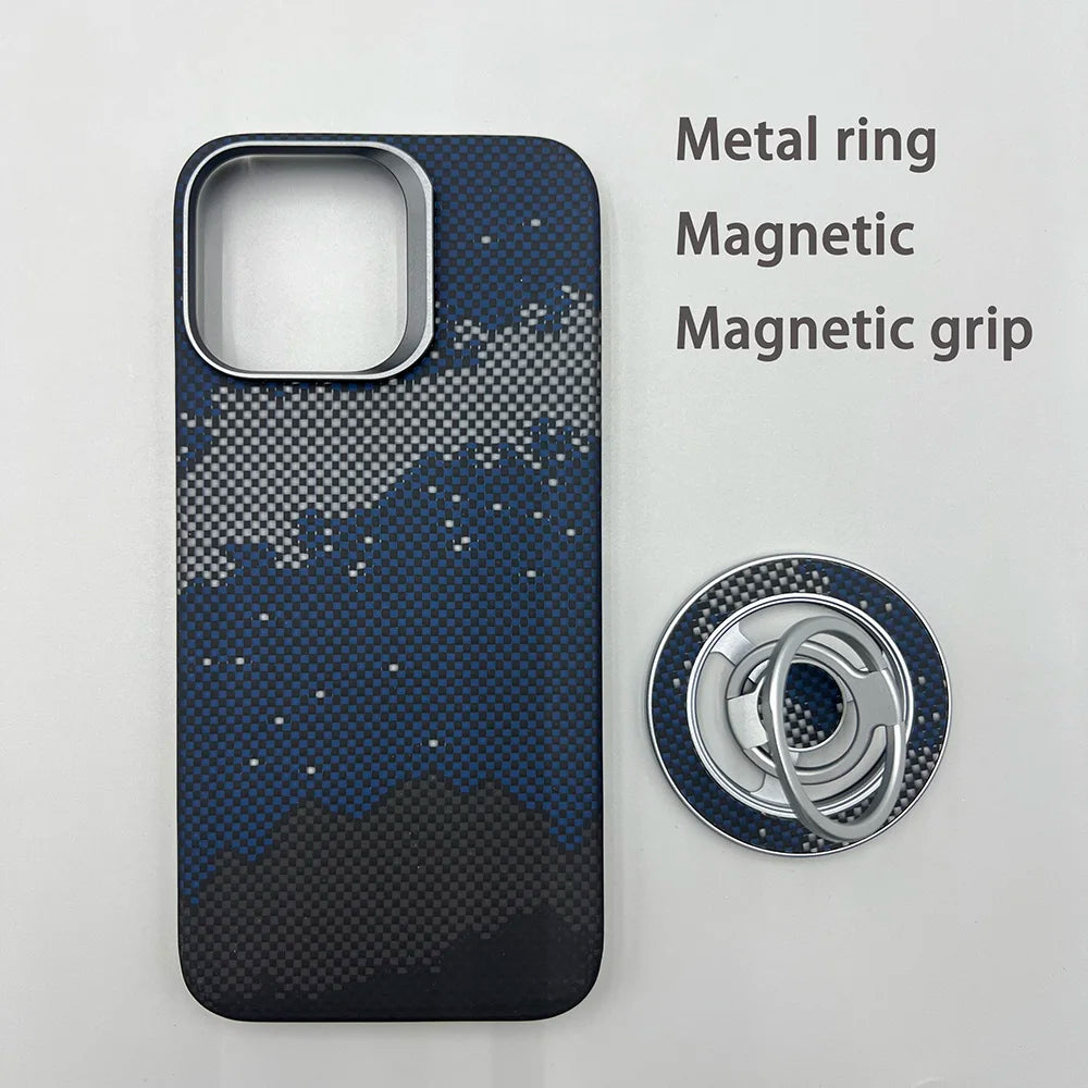 Carbon Fiber Kevlar Aramid Fiber Hard Shell Lightweight Business Black Protective Cover For iPhone