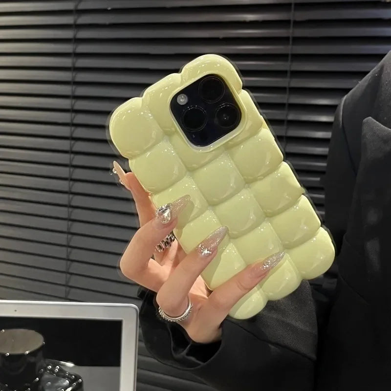 Cute Cartoon 3D Block Lattice Case For iPhone