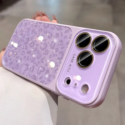 Luxury Bling Glitter Leopard Print Candy Color Case For iPhone