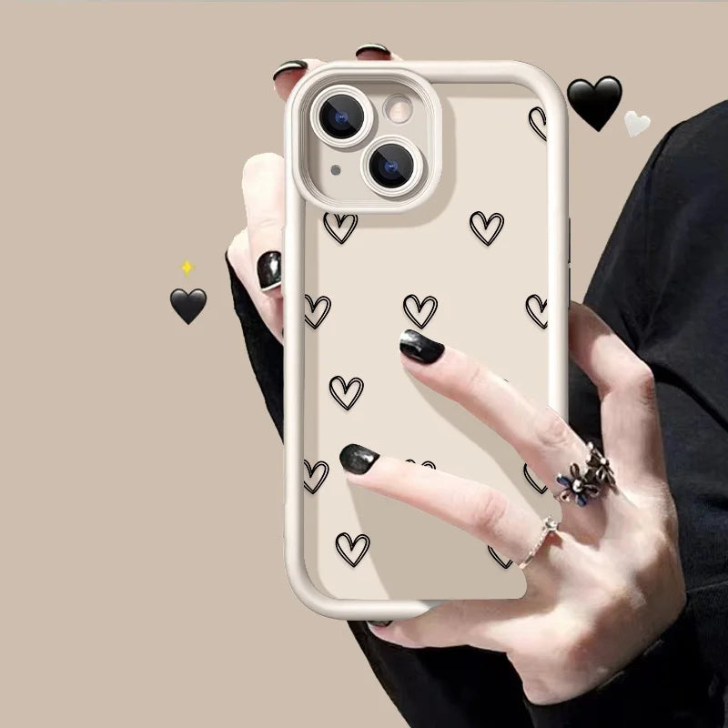 Simple Love Heart Soft Silicone Case For iPhone