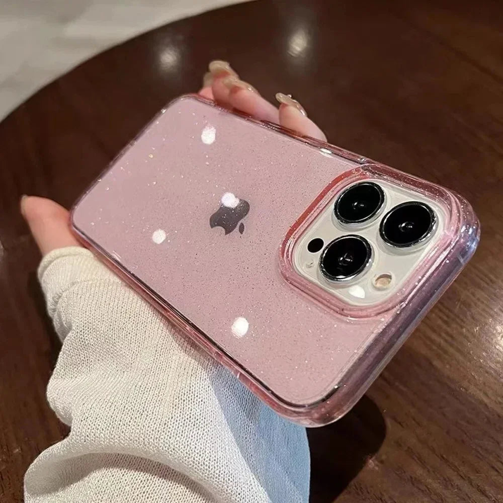 Pink Glitter Bling Clear Soft Case For IPhone