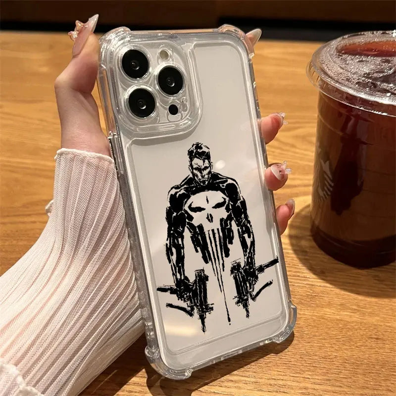 The Punisher Marvel Clear Case For iPhone Shockproof Phone Cover